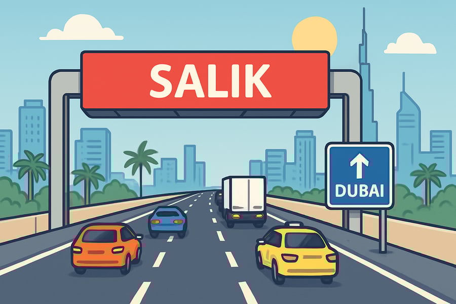 Dubai toll road system with Salik gate