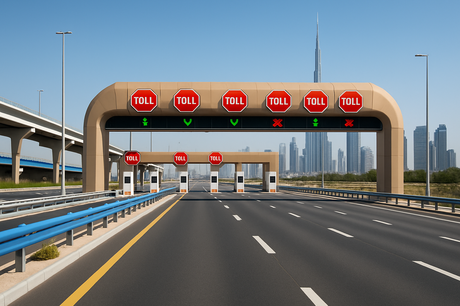 Safe and well-maintained toll road infrastructure in Dubai